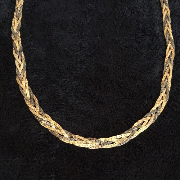 Crown Logo USA Gunmetal Silver and Gold Toned Thick Chain Necklace - Picture 11 of 13